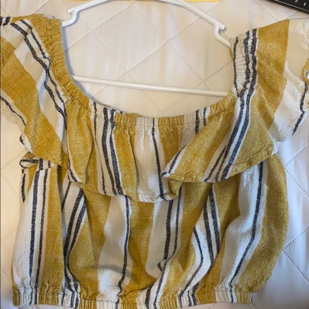 Yellow Off The Shoulder Crop Top
